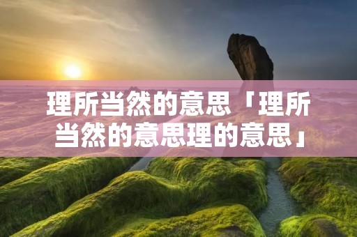 理所当然的意思「理所当然的意思理的意思」