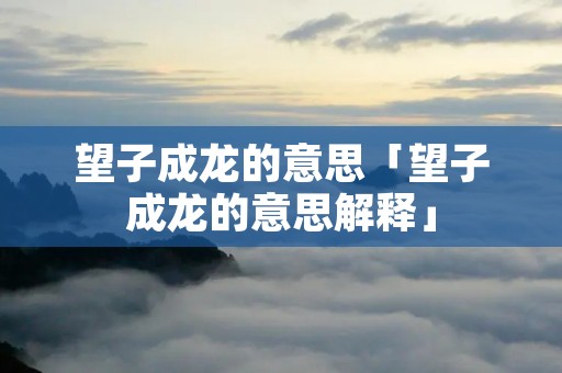 望子成龙的意思「望子成龙的意思解释」
