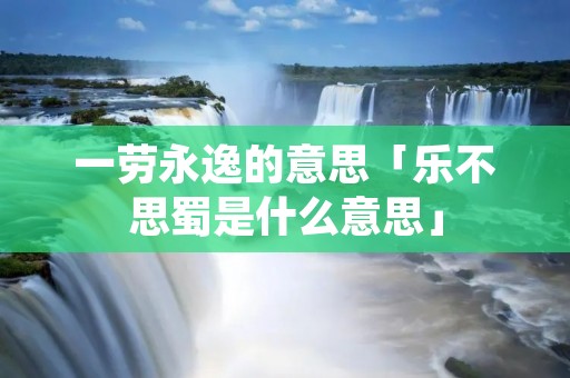 一劳永逸的意思「乐不思蜀是什么意思」