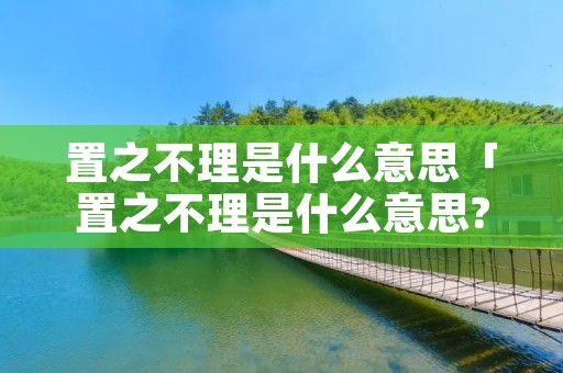 置之不理是什么意思「置之不理是什么意思?」