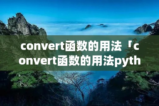 convert函数的用法「convert函数的用法python」