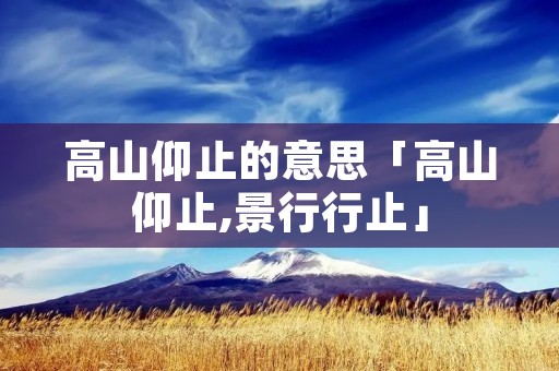 高山仰止的意思「高山仰止,景行行止」