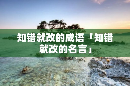 知错就改的成语「知错就改的名言」
