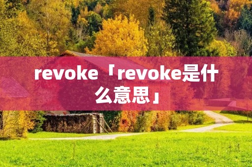 revoke「revoke是什么意思」