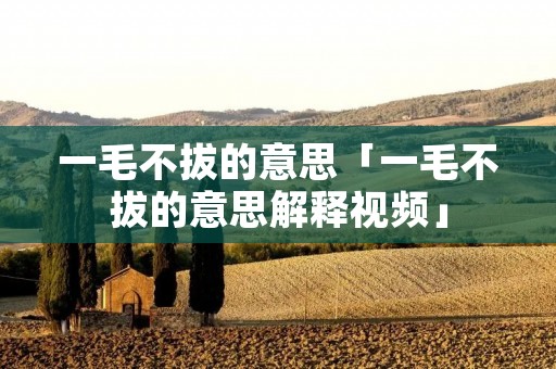一毛不拔的意思「一毛不拔的意思解释视频」