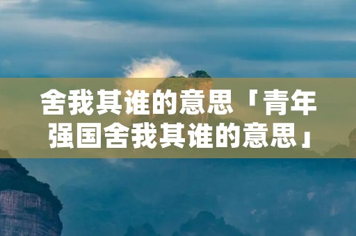 舍我其谁的意思「青年强国舍我其谁的意思」
