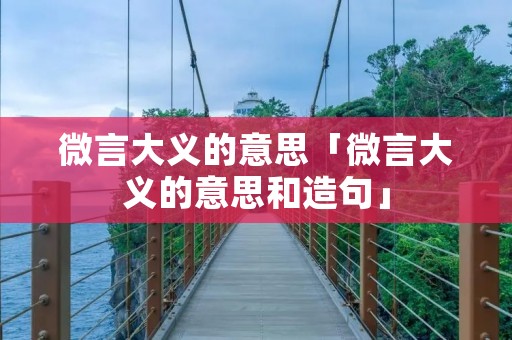 微言大义的意思「微言大义的意思和造句」