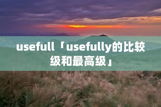 usefull「usefully的比较级和最高级」