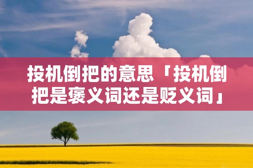 投机倒把的意思「投机倒把是褒义词还是贬义词」 投机倒把的意思「投机倒把是褒义词还是贬义词」
