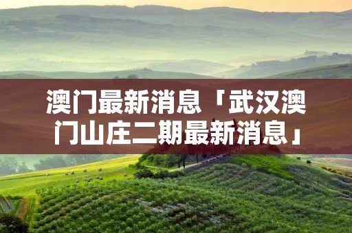 澳门最新消息「武汉澳门山庄二期最新消息」 澳门最新消息「武汉澳门山庄二期最新消息」