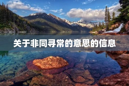 关于非同寻常的意思的信息