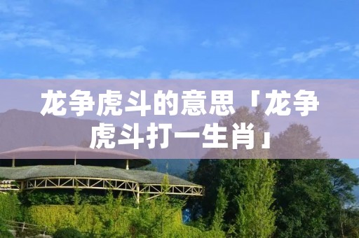 龙争虎斗的意思「龙争虎斗打一生肖」