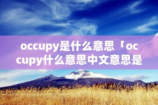 occupy是什么意思「occupy什么意思中文意思是什么」