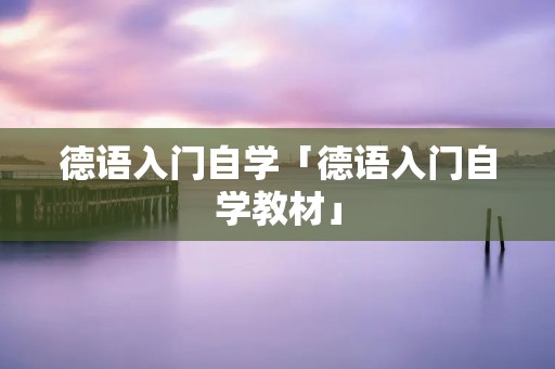 德语入门自学「德语入门自学教材」