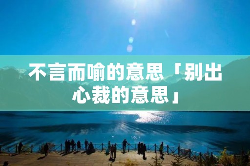 不言而喻的意思「别出心裁的意思」