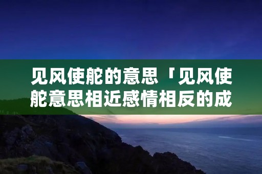 见风使舵的意思「见风使舵意思相近感情相反的成语」