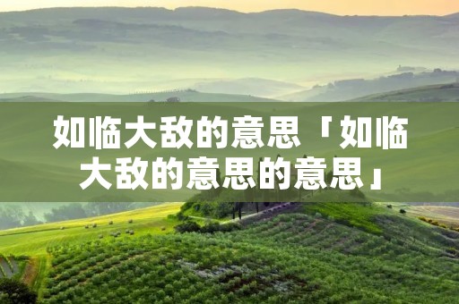 如临大敌的意思「如临大敌的意思的意思」