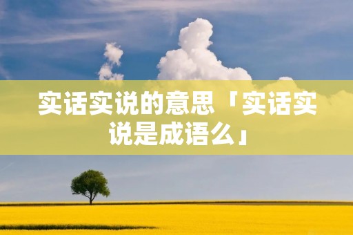 实话实说的意思「实话实说是成语么」