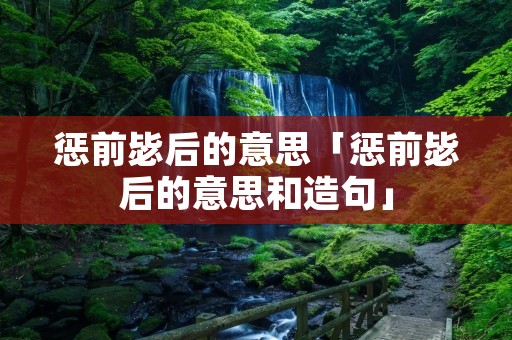 惩前毖后的意思「惩前毖后的意思和造句」