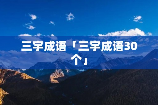三字成语「三字成语30个」