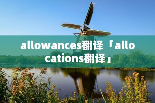 allowances翻译「allocations翻译」