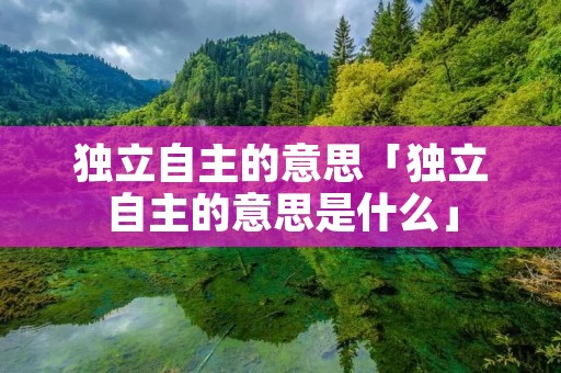 独立自主的意思「独立自主的意思是什么」