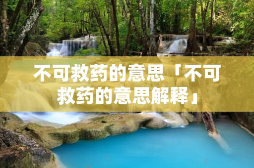 不可救药的意思「不可救药的意思解释」