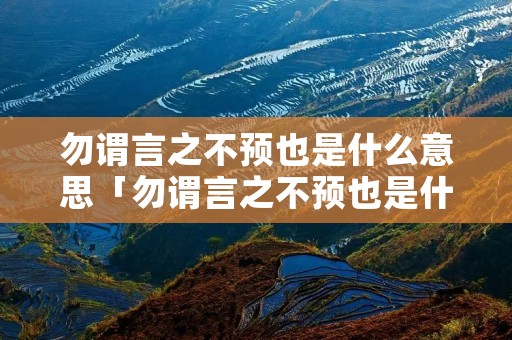 勿谓言之不预也是什么意思「勿谓言之不预也是什么意思」