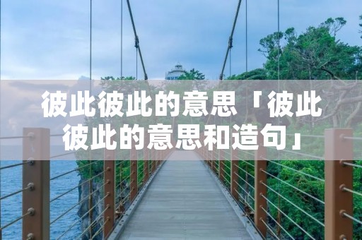 彼此彼此的意思「彼此彼此的意思和造句」