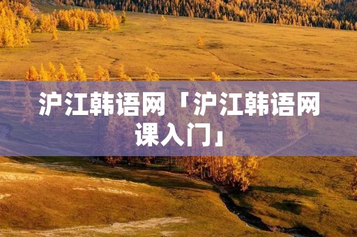 沪江韩语网「沪江韩语网课入门」 沪江韩语网「沪江韩语网课入门」