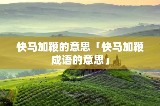 快马加鞭的意思「快马加鞭成语的意思」