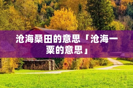 沧海桑田的意思「沧海一粟的意思」