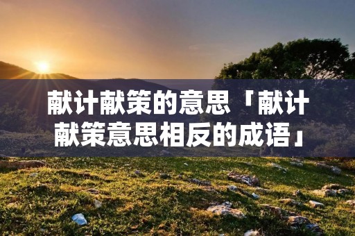 献计献策的意思「献计献策意思相反的成语」