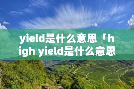 yield是什么意思「high yield是什么意思」