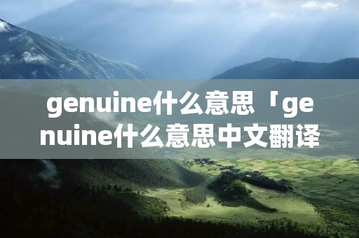 genuine什么意思「genuine什么意思中文翻译」