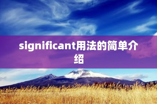significant用法的简单介绍 significant用法的简单介绍