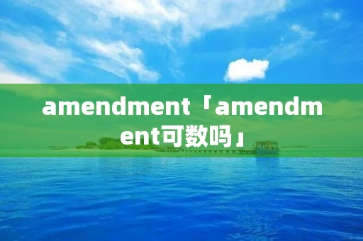 amendment「amendment可数吗」