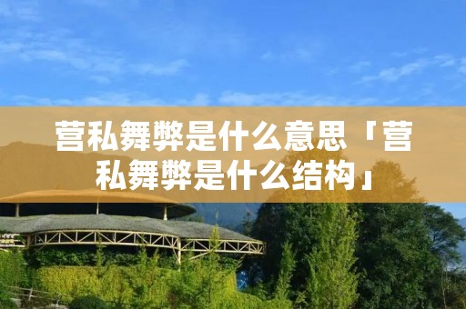营私舞弊是什么意思「营私舞弊是什么结构」
