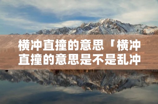 横冲直撞的意思「横冲直撞的意思是不是乱冲乱闯」