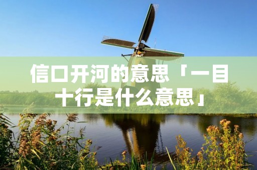 信口开河的意思「一目十行是什么意思」
