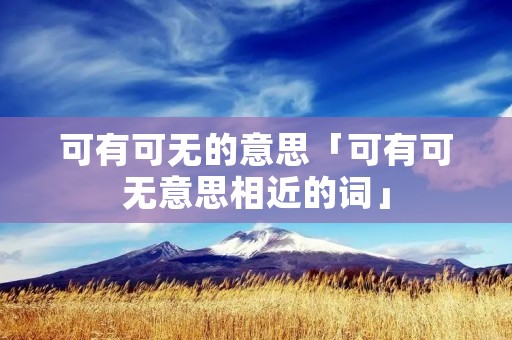 可有可无的意思「可有可无意思相近的词」