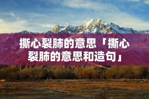 撕心裂肺的意思「撕心裂肺的意思和造句」