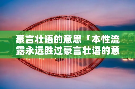 豪言壮语的意思「本性流露永远胜过豪言壮语的意思」