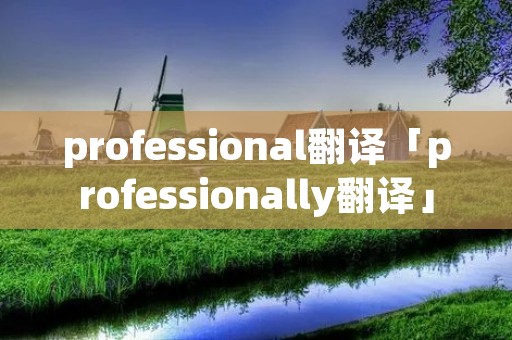 professional翻译「professionally翻译」