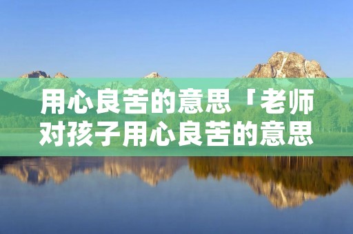 用心良苦的意思「老师对孩子用心良苦的意思」