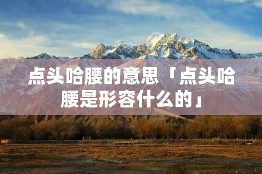 点头哈腰的意思「点头哈腰是形容什么的」