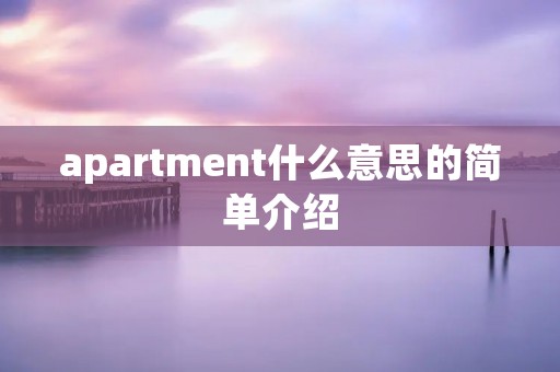 apartment什么意思的简单介绍