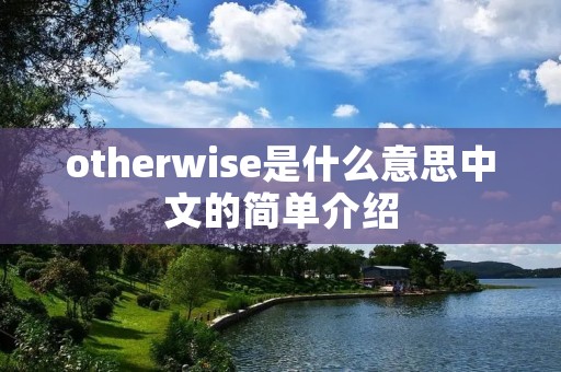 otherwise是什么意思中文的简单介绍 otherwise是什么意思中文的简单介绍