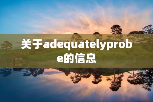 关于adequatelyprobe的信息 关于adequatelyprobe的信息