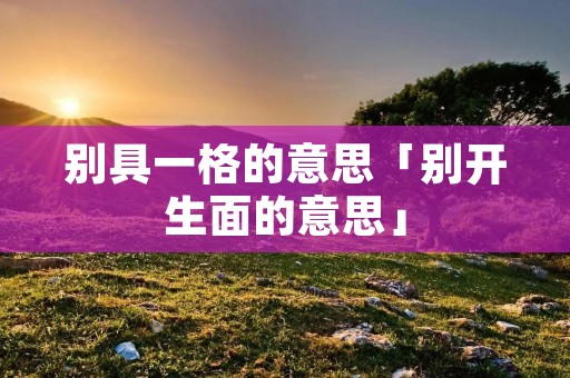 别具一格的意思「别开生面的意思」